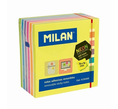 BLOC NOTES ADEZIV CUB 76X76 7 CULORI NEON MILAN 4155400