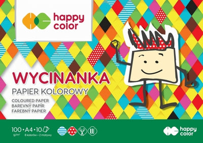 Hartie colorata glazurata, A4, 100gsm, 10 coli, Happy Color