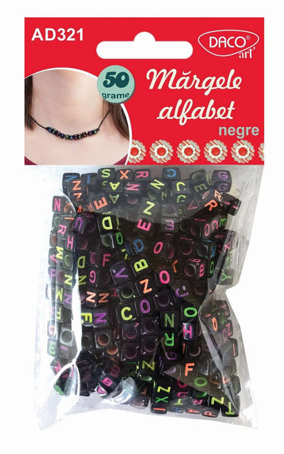 ACCESORII CRAFT - AD321 MARGELE ALFABET NEGRE DACO