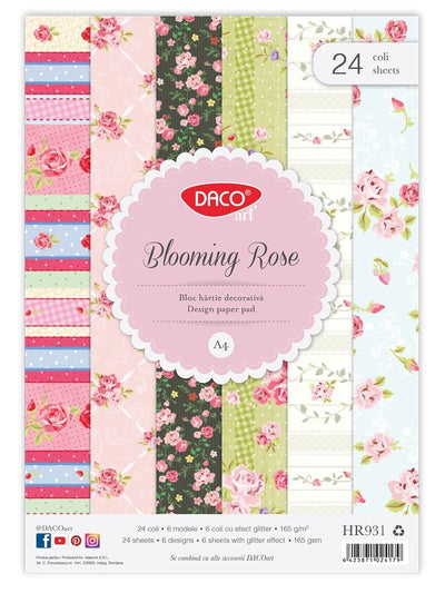 HARTIE DECORATIVA A4 24 COLI BLOOMING ROSE DACO HR931