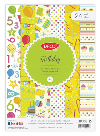 HARTIE DECORATIVA A4 24 COLI BIRTHDAY DACO HR932