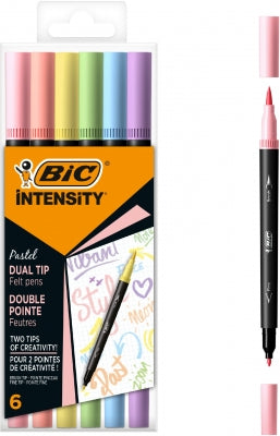 Carioci pentru colorat, BIC, cu dublu varf Intensity Pastel 6 buc/set
