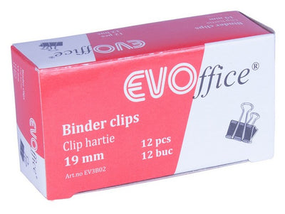 Clip hartie 19mm 12 buc/cutie EVOffice