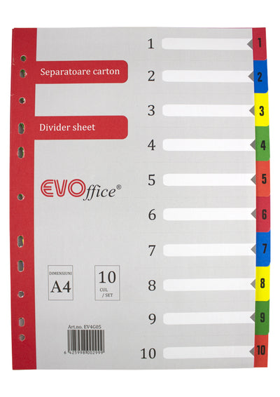 Separatoare carton 10 culori/set  EVOffice
