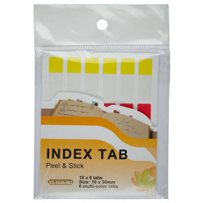 Index stick permanent plastic transparent 10*30 mm, 6 culori*18 file EVOffice