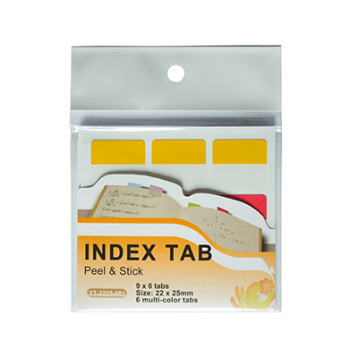 Index stick permanent plastic transparent 22*25 mm, 6 culori*9 file EVOffice