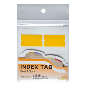Index stick permanent plastic transparent 44*40 mm, 6 culori*4 file EVOffice