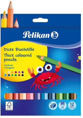 Creioane colorate Jumbo 12 culori + ascutitoare Pelikan