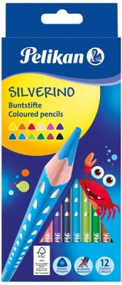 Creioane colorate Silverino, 3 mm, 12 culori/set Pelikan
