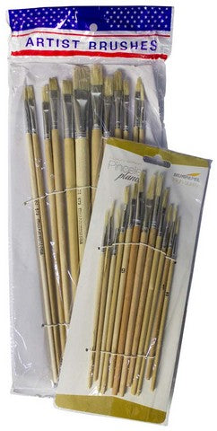 Set 12 pensule diferite, par natural, maner lemn 20cm  EVOffice