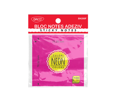BLOC NOTES ADEZIV 76X76 FUCSIA NEON DACO BN200F