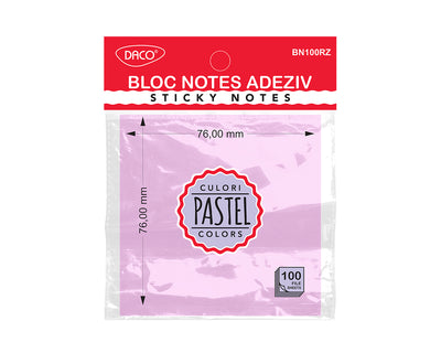 BLOC NOTES ADEZIV 76X76 ROZ PASTEL DACO BN100RZ