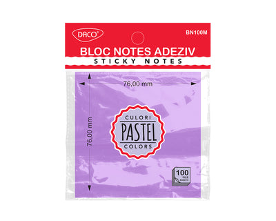 BLOC NOTES ADEZIV 76X76 MOV PASTEL DACO BN100M