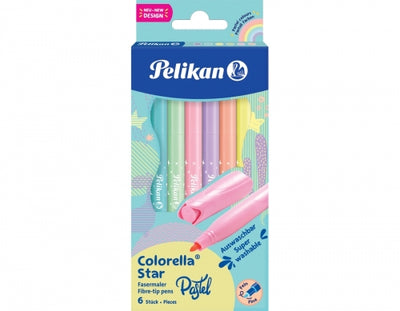 Set carioci Colorella Star C302, varf 0.8 mm, 6 culori pastel/set, Pelikan