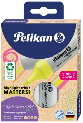 Textmarker set 4 culori neon, in cutie de carton, Pelikan