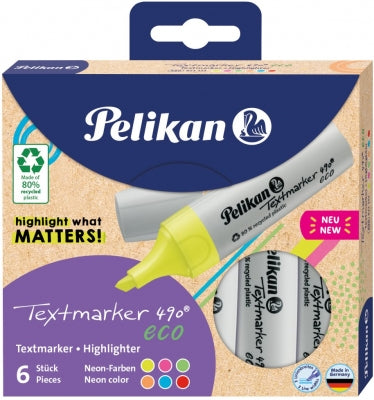 Textmarker set 6 culori neon, in cutie de carton, Pelikan