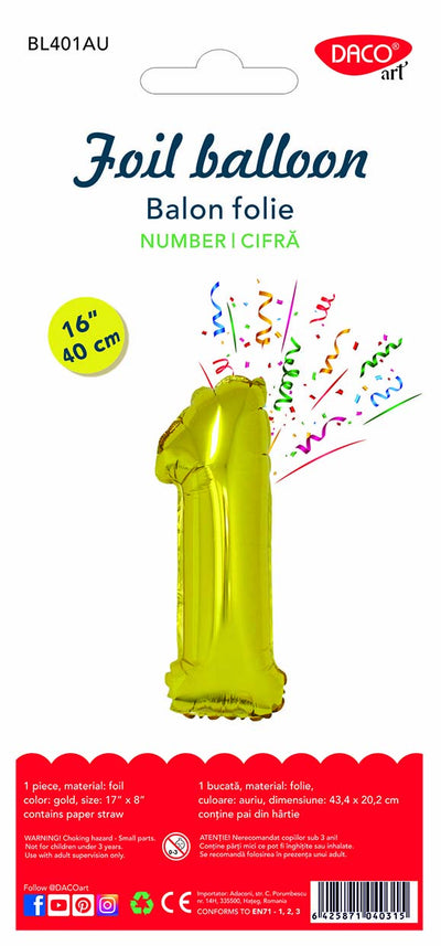 BALON FOLIE CIFRA 1 AURIU 40 CM DACO BL401AU