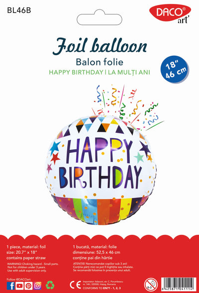 BALON FOLIE HAPPY BIRTHDAY 46 CM DACO BL46B