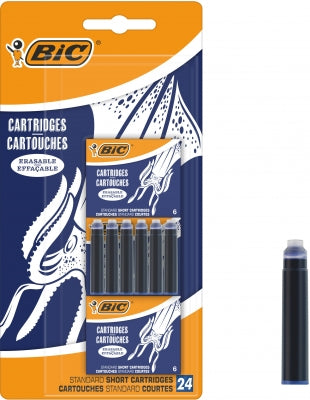 Patroane cerneala mici, albastru, 24 buc/set Bic