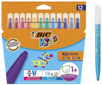 Carioci lavabile Kid Couleur Baby 12 buc/set Bic