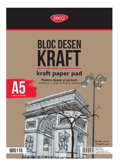 BLOC A5 HARTIE CRAFT 115G 50 FILE DACO BD5115
