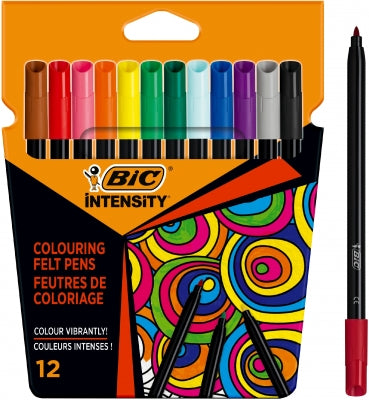 Carioci Intensity, cerneala lavabila, 12 culori/set BIC