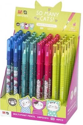 Creion cu grafit multi-point, So many cats, HB, 40 buc/display, M&G