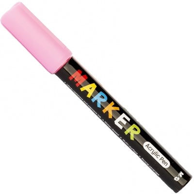 Marker cu vopsea acrilica, varf rotund, 2mm, roz, M&G