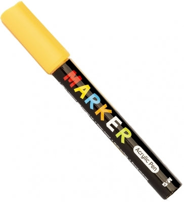 Marker cu vopsea acrilica, varf rotund, 2mm, galben, M&G