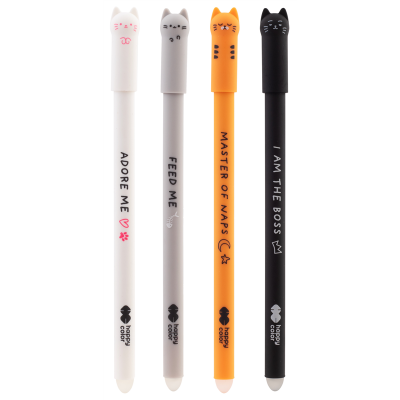 Roller gel cu rescriere, Happy Color, 0.5 mm, Kitty, diverse culori