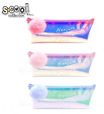 Penar borseta cu pompon, efect holografic, diverse culori, S-Cool