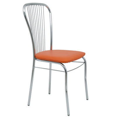 Scaun Arco - cadru cromat - imitatie piele portocaliu - 21895