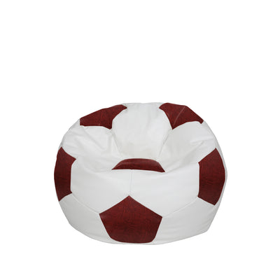 Fotoliu puf Baby Ball - imitatie piele - alb/bordo