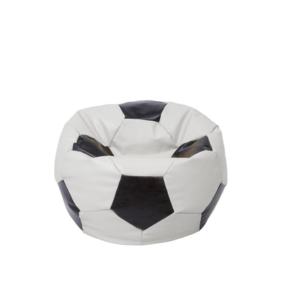 Fotoliu puf Baby Ball - imitatie piele - alb/wenge
