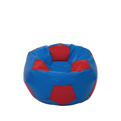 Fotoliu puf Baby Ball - imitatie piele - albastru/rosu