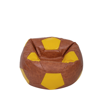 Fotoliu puf Baby Ball - imitatie piele - coniac/galben