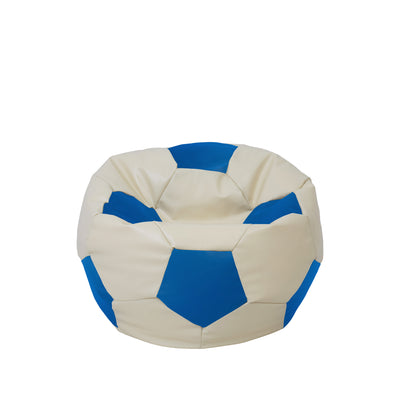 Fotoliu puf Baby Ball - imitatie piele - crem/albastru