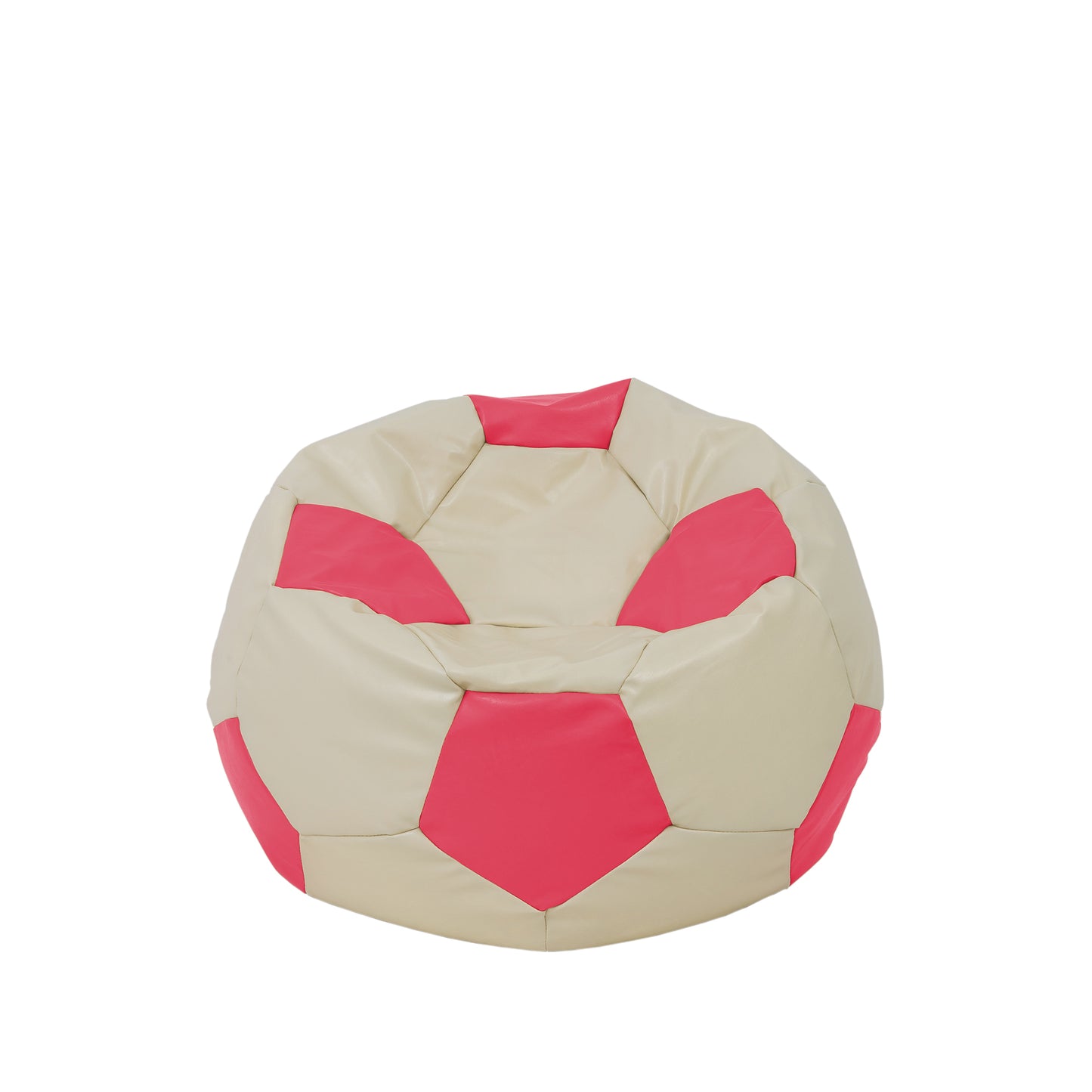 Fotoliu puf Baby Ball - imitatie piele - crem/roz