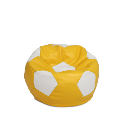 Fotoliu puf Baby Ball - imitatie piele - galben/alb
