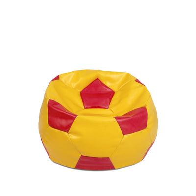 Fotoliu puf Baby Ball - imitatie piele - galben/rosu