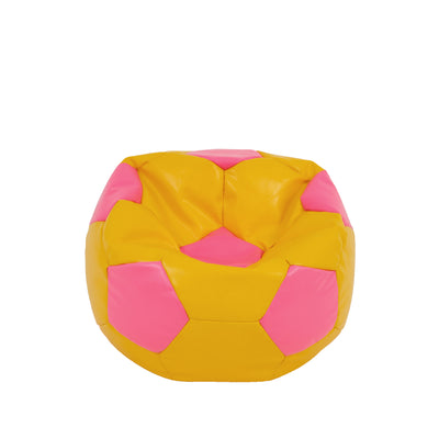 Fotoliu puf Baby Ball - imitatie piele - galben/roz