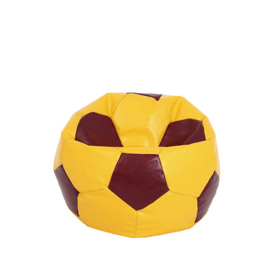 Fotoliu puf Baby Ball - imitatie piele - galben/bordo