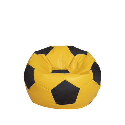 Fotoliu puf Baby Ball - imitatie piele - galben/wenge