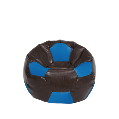 Fotoliu puf Baby Ball - imitatie piele - maro/albastru