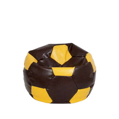Fotoliu puf Baby Ball - imitatie piele - maro/galben
