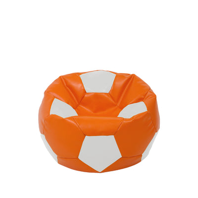 Fotoliu puf Baby Ball - imitatie piele - portocaliu/alb