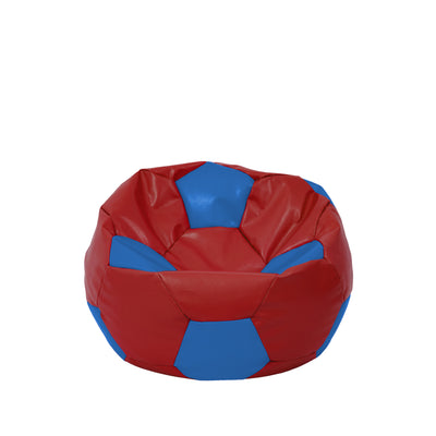 Fotoliu puf Baby Ball - imitatie piele - rosu/albastru