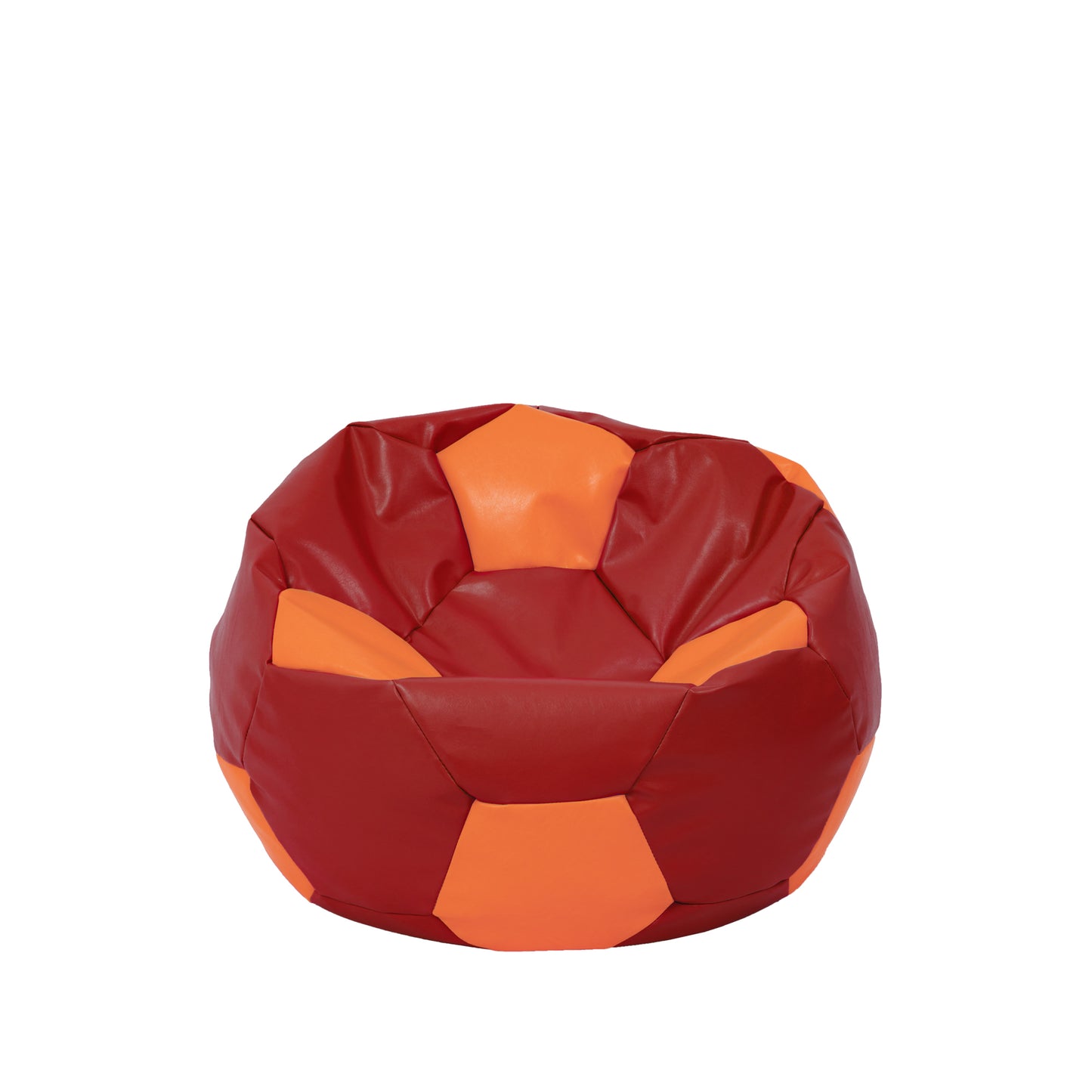 Fotoliu puf Baby Ball - imitatie piele - rosu/portocaliu