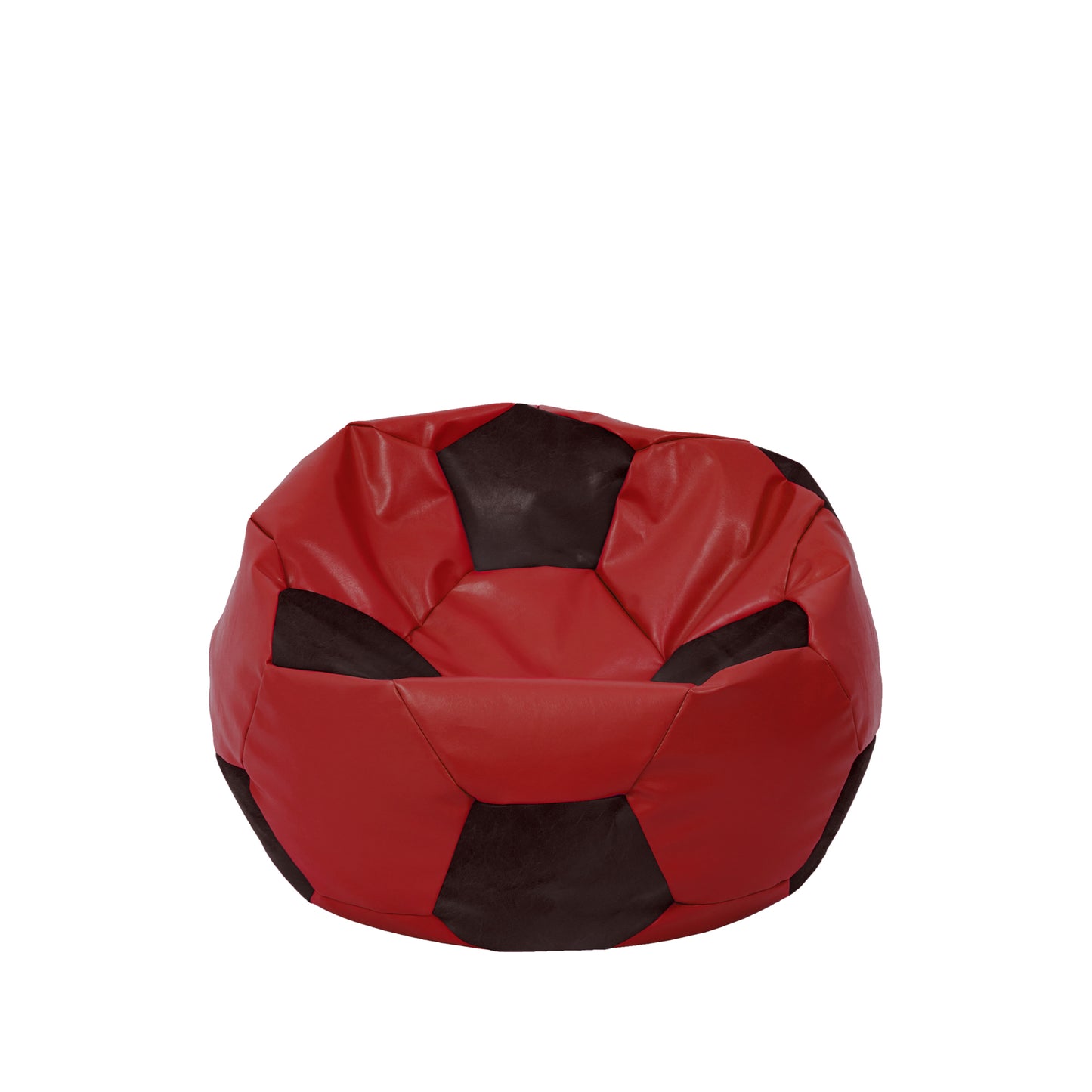 Fotoliu puf Baby Ball - imitatie piele - rosu/wenge