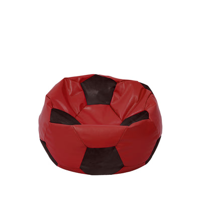 Fotoliu puf Baby Ball - imitatie piele - rosu/wenge